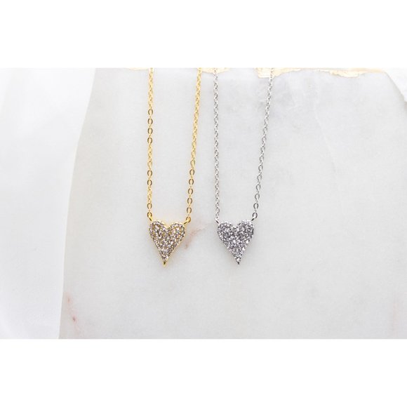 Pave Diamond Heart, Small Pave Heart Pendant - Picture 3 of 8